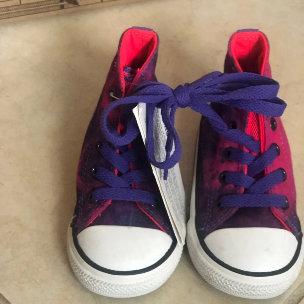 NEW Converse Chuck Taylor All Stars Infant Purple Pink Tie-Dye High Top Sneakers